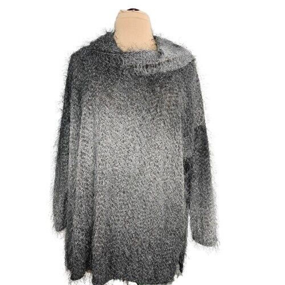 Spirithouse Sweater Womens Small Medium Eyelash Tunic Cowlneck Gray Soft Cozy